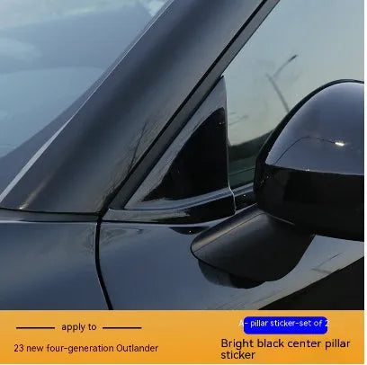 2023 Mitsubishi Outlander window pillar decal films in bright black and carbon fibre pattern options