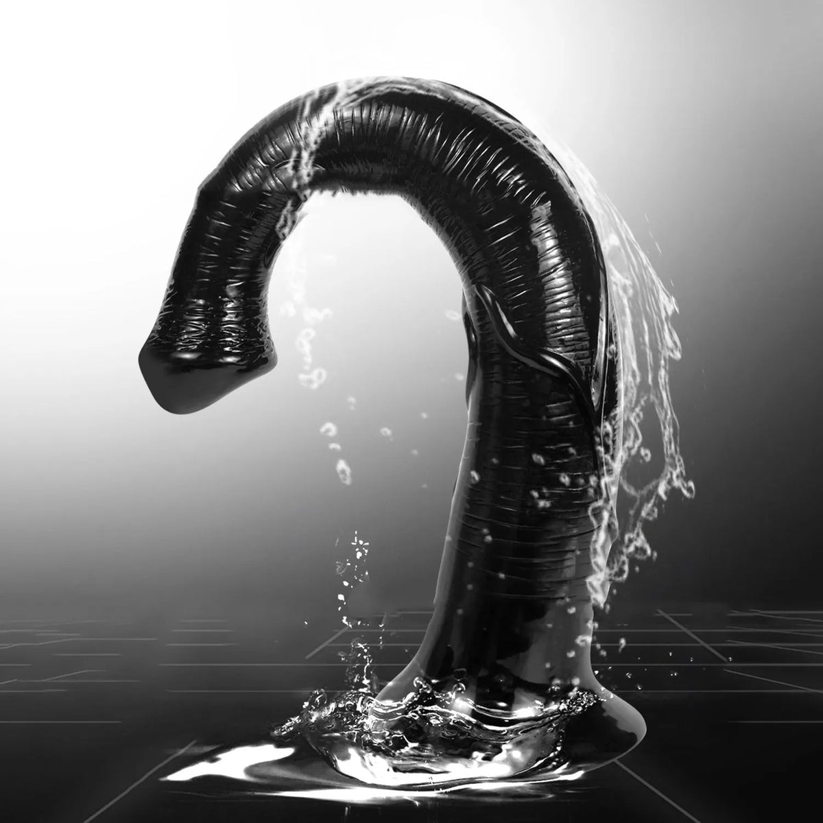 Horsewhip super long PVC adult toy in black flesh colour option with flexible shaft shown in side view