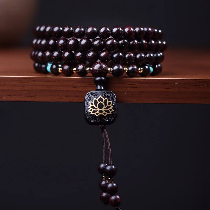 Zambia Rosewood Buddha beads bracelet with 108 pieces at 0.6cm bead size