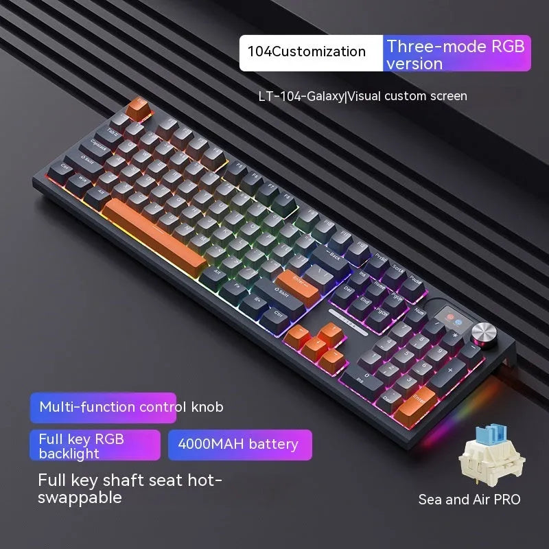 Bluetooth wireless three-mode mechanical keyboard ABS 445x138x29mm with Type-C cable and packing box