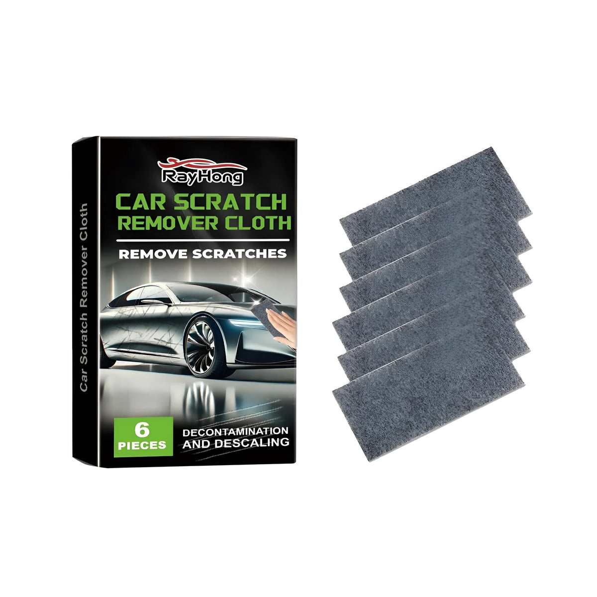 Car scratch remover cloth, chemical fibre, 20 x 10 cm, six-piece set for car paintwork cleaning and polishing
