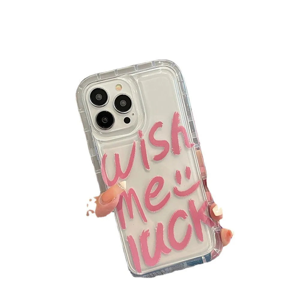 Smiley face TPU anti-fingerprint drop-resistant protective cover for iPhone 12 Pro Max in transparent finish