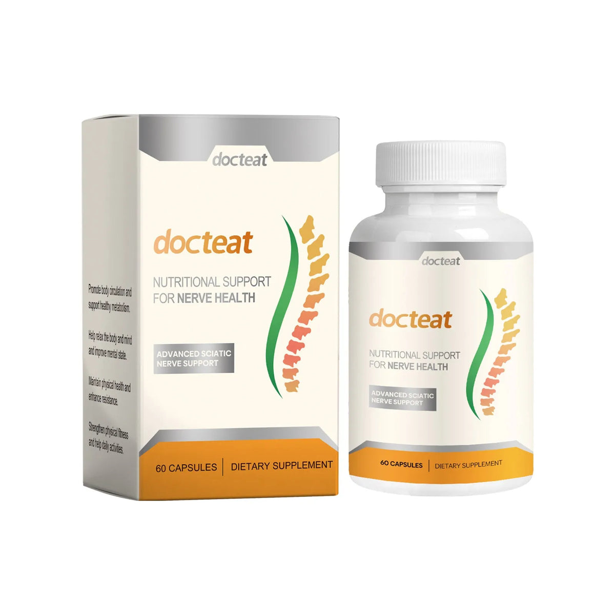 DOCTEAT Body Care Glue Wrap bottle containing 60 capsules for muscle and joint comfort