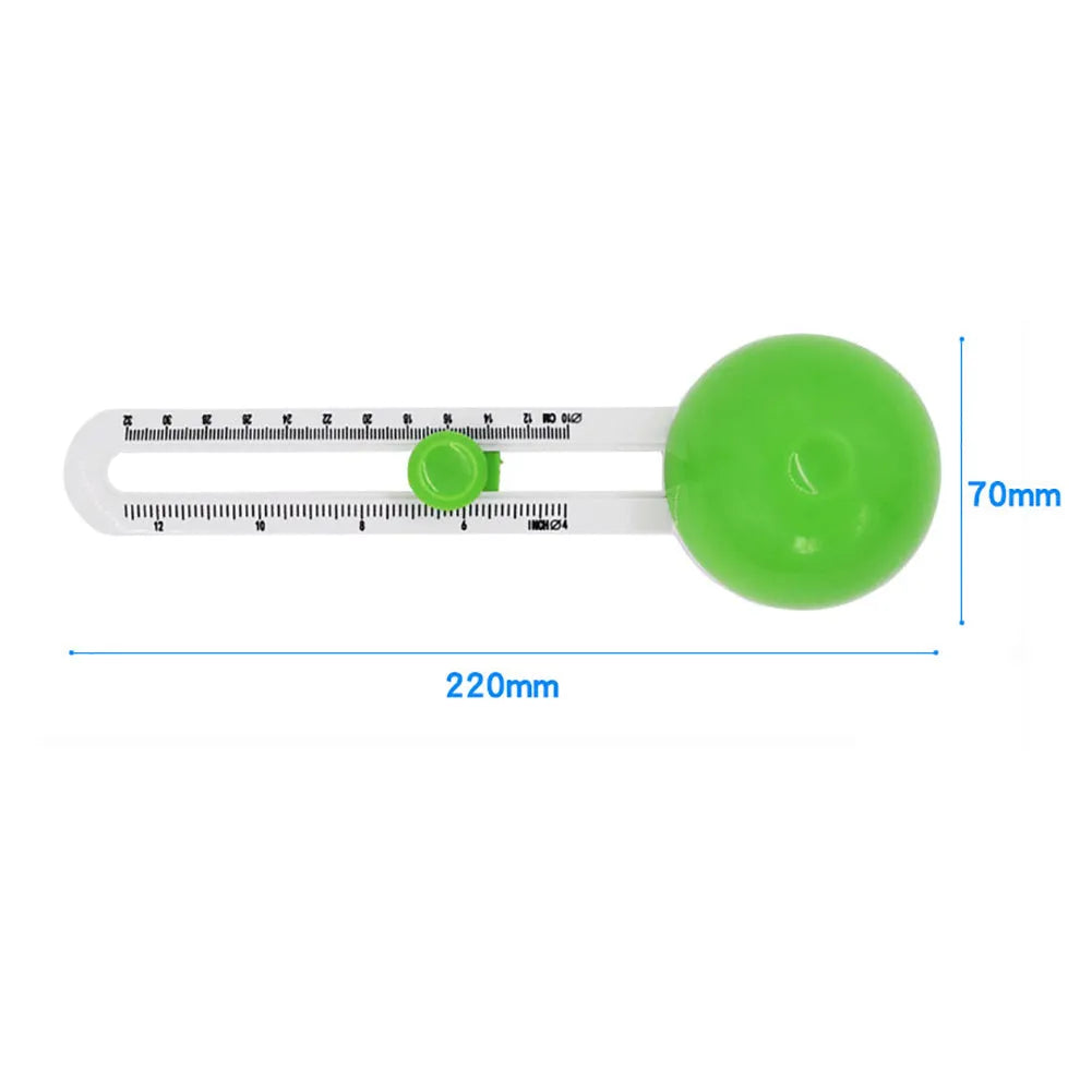 Plastic round paper cutter in orange or green colour on a colour box, showing A3 cutting size.