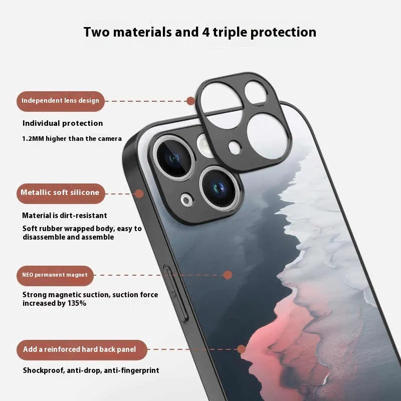Magnetic suction silicone phone case for Apple iPhone 12 series anti-fall protective shell