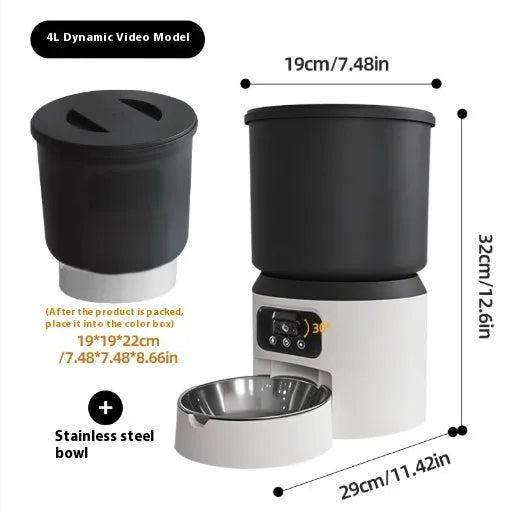 4L smart pet feeder with mobile app control and optional camera for cats and dogs