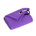 Waffle weave golf ball cleaning cloth towel showing texture detail and colour options