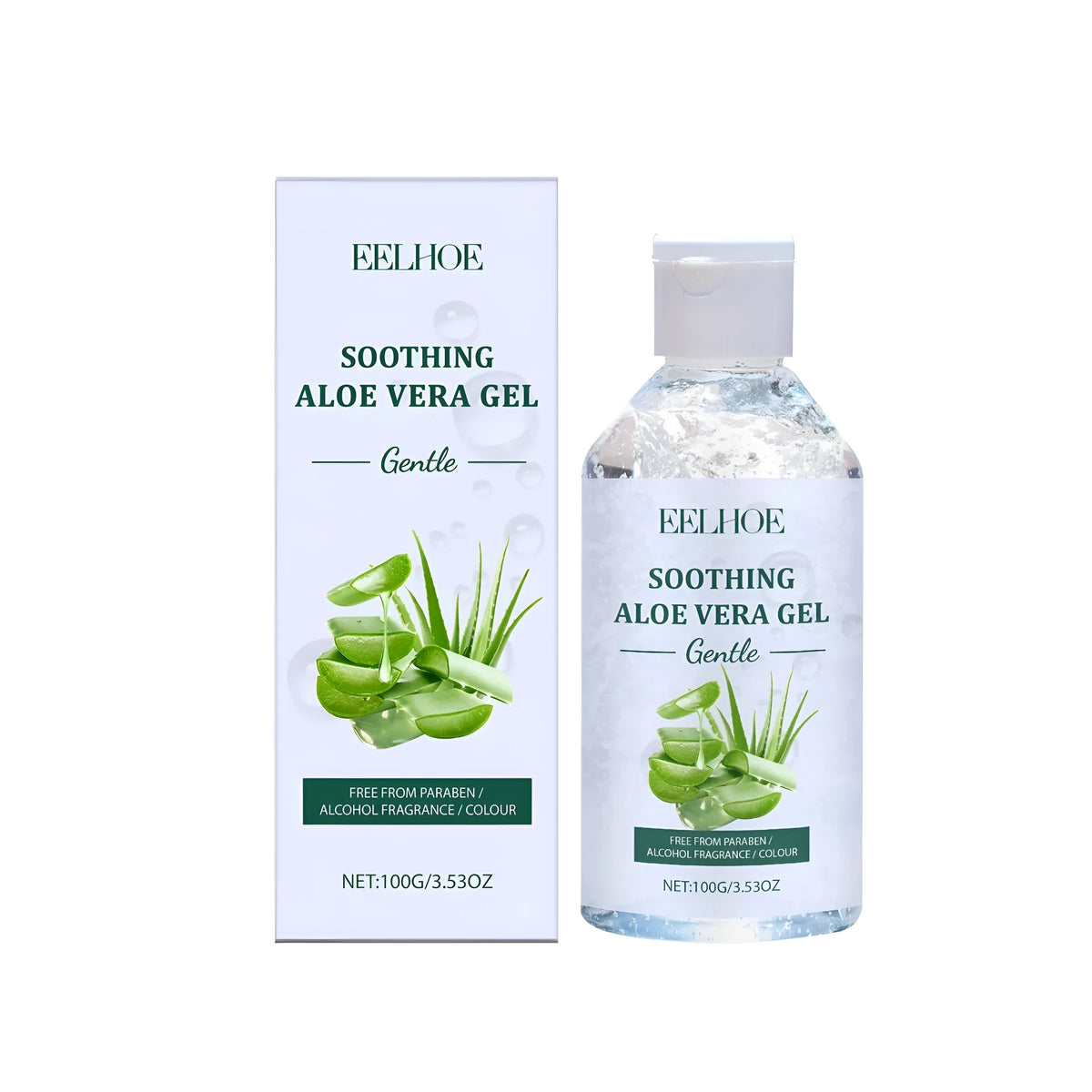 100g tube of aloe vera gel with glycerin and sodium hyaluronate for skincare.