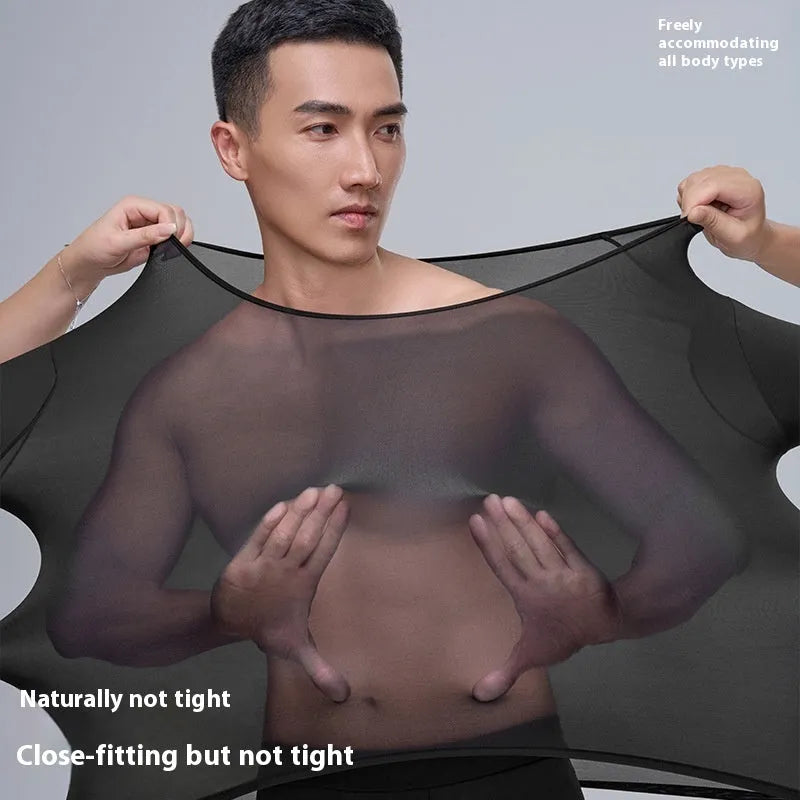 Men's Constant Temperature Heating Warm Bottoming Thermal Suit Nylon Solid Colour Long Johns Trousers Set Black Camel Grey L XL Warm Base Layer
