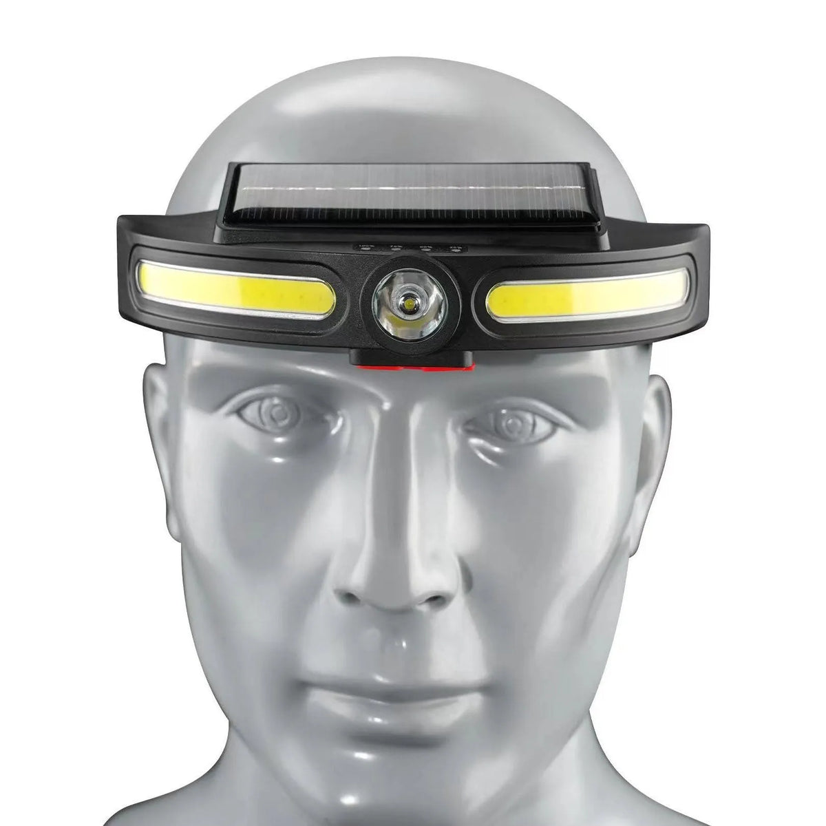 Dual light source fishing headlight outdoor riding headlamp ABS solar rechargeable