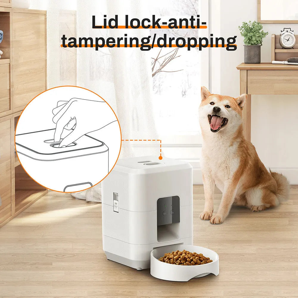 Pet Smart Feeder 2L round bullet black button automatic dog feeding machine with USB cable and adapter