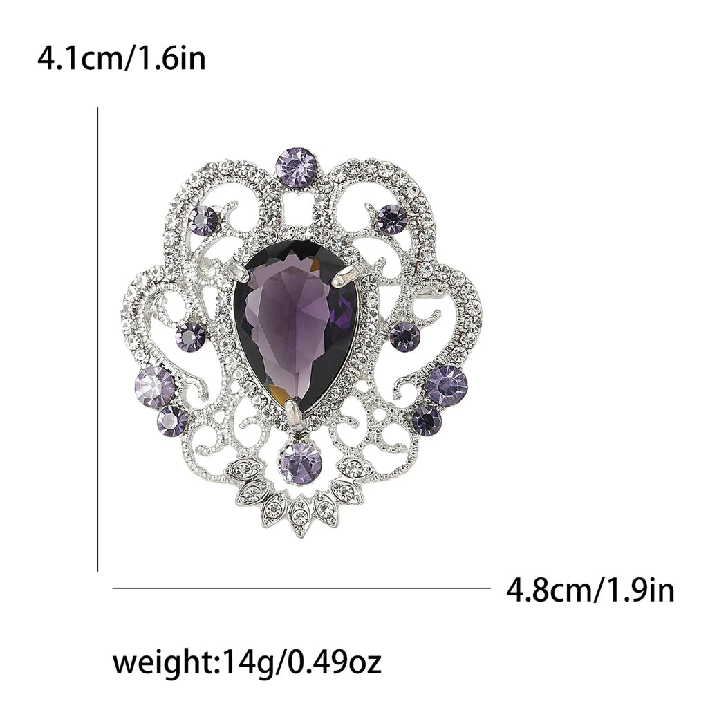 Small trumpet brooch with inlaid rhinestones in alloy, retro Baroque court style, available in blue, purple, red and white