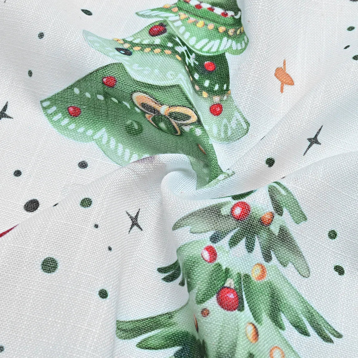 Christmas Forest punched polyester curtain panel showing punched design detail and modern simple style