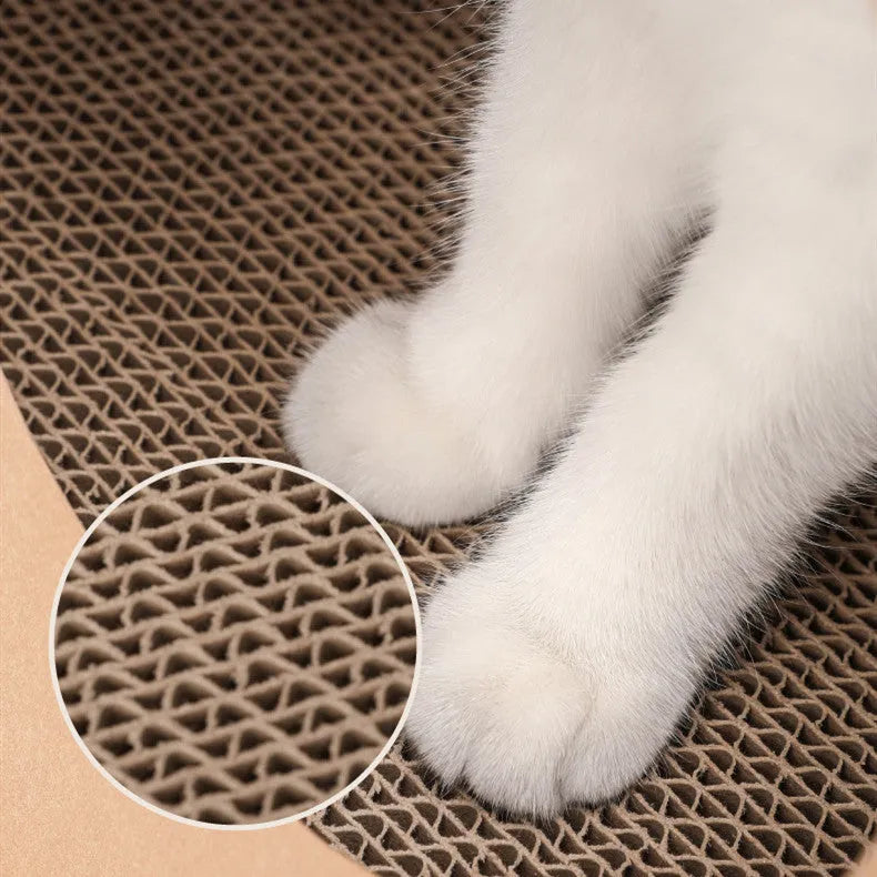 Brown washable kraft paper cat nest with integrated scratch board measuring 40cm by 30cm by 53cm