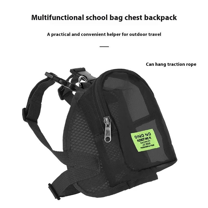 Solid colour dog backpack canvas storage bag in breathable polyester fabric