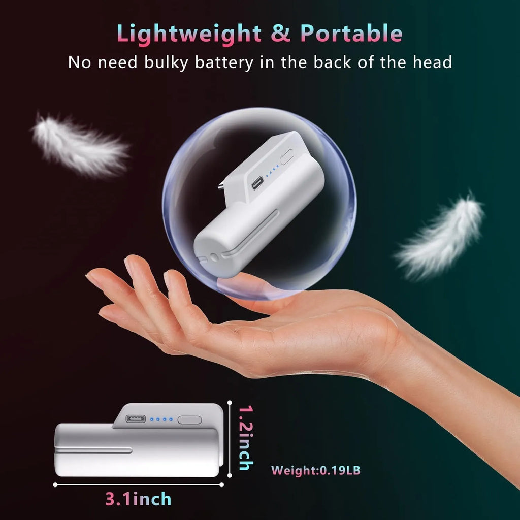 Head-mounted ABS power bank for VR and gaming with USB connection, Q2 or Q3/3S fast charge option