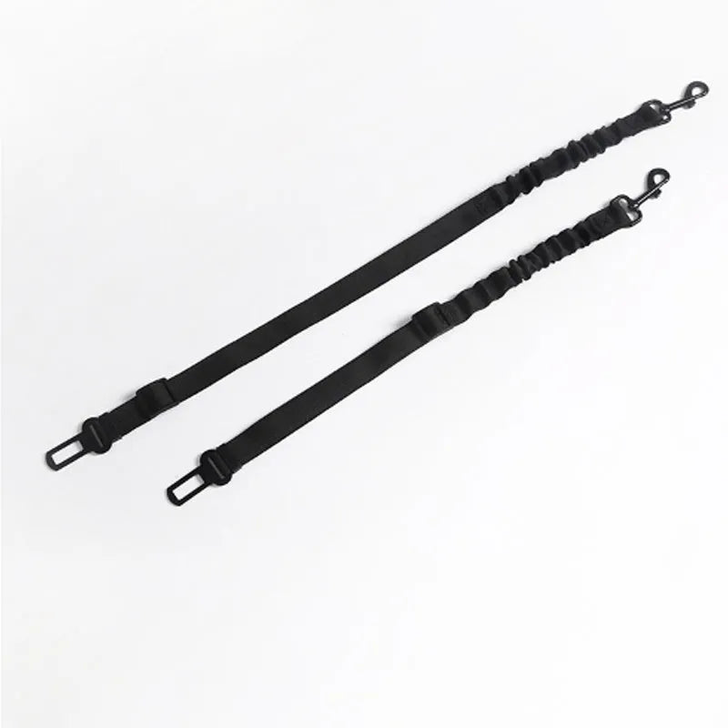 Black nylon pet vehicle retractable safety rope with metal buckle on car seat
