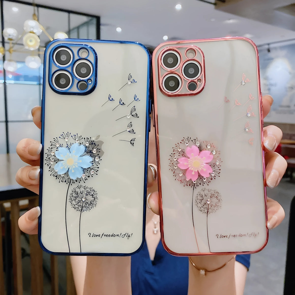 3D floral pattern phone case with spin stand holder for iPhone models
