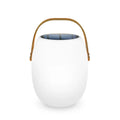 White plastic solar garden ambience light with IP65 rating, USB charging, shown in 18x27cm and 21x31cm sizes