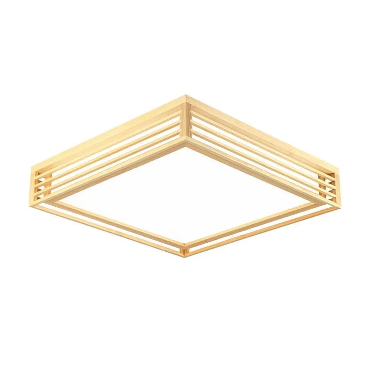 Solid wood ceiling lamp, Nordic wood art light, 35-65cm, 12-40W, 220V, remote dimming