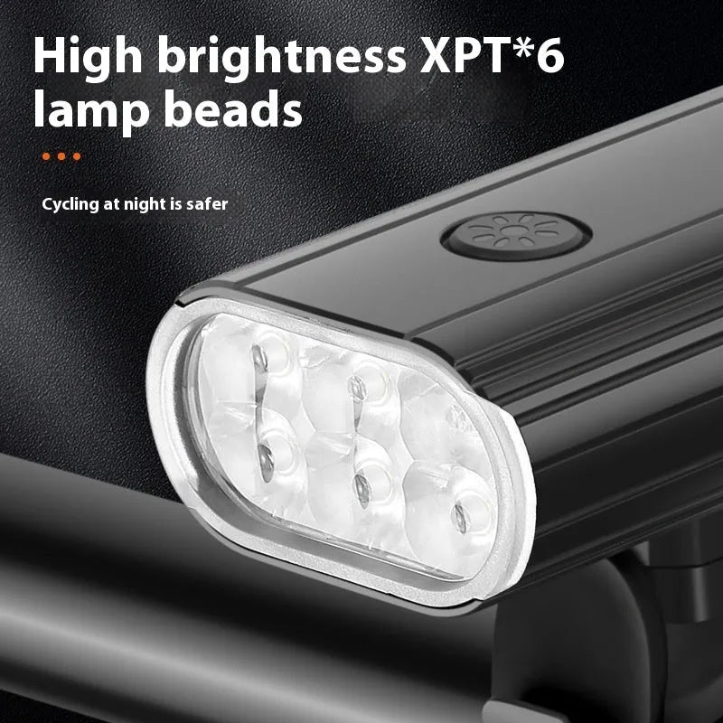 Aluminium alloy bicycle headlight with USB Type-C charging port and quick-release mount