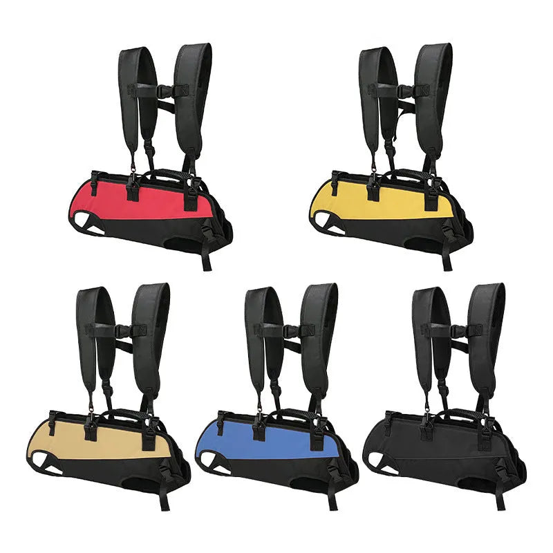 Solid colour Oxford cloth pet backpack carrier shown in multiple two-tone colour options.