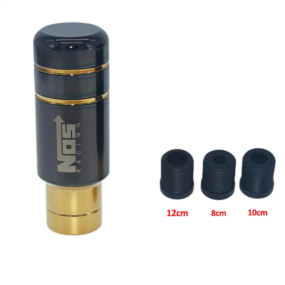 Roasted blue aluminium alloy car gear shift head with three rubber sleeves for installation