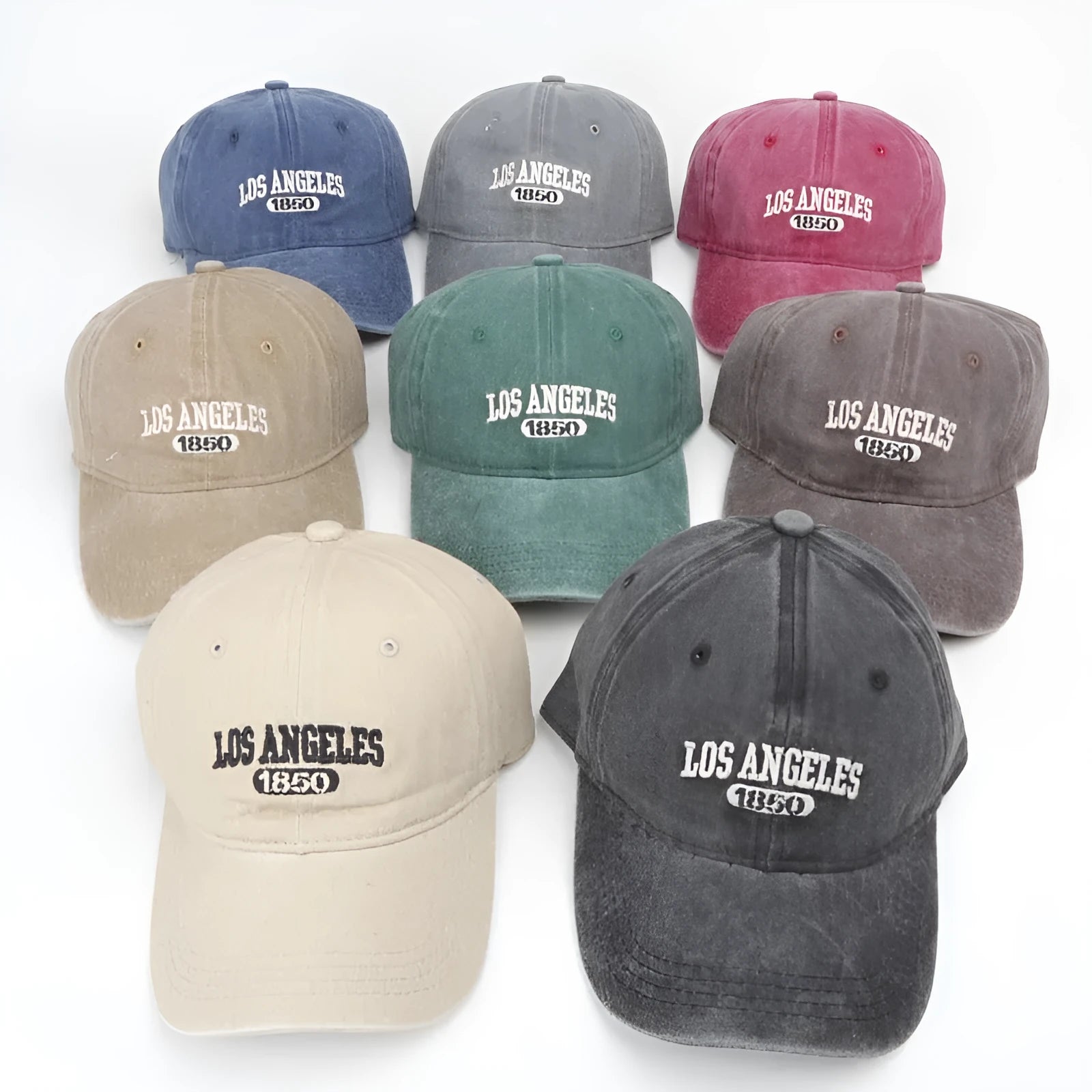Retro personalised distressed letters embroidered peak cap in beige colour with adjustable strap