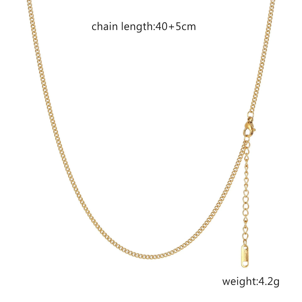Gold hollow pendant necklace for women with O-link chain and round element, stainless steel with 18k electroplating