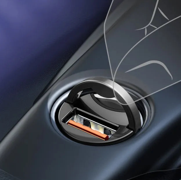 Baseus electro-optical grey 30W PPS fast charge mini car charger with 1 metre cable