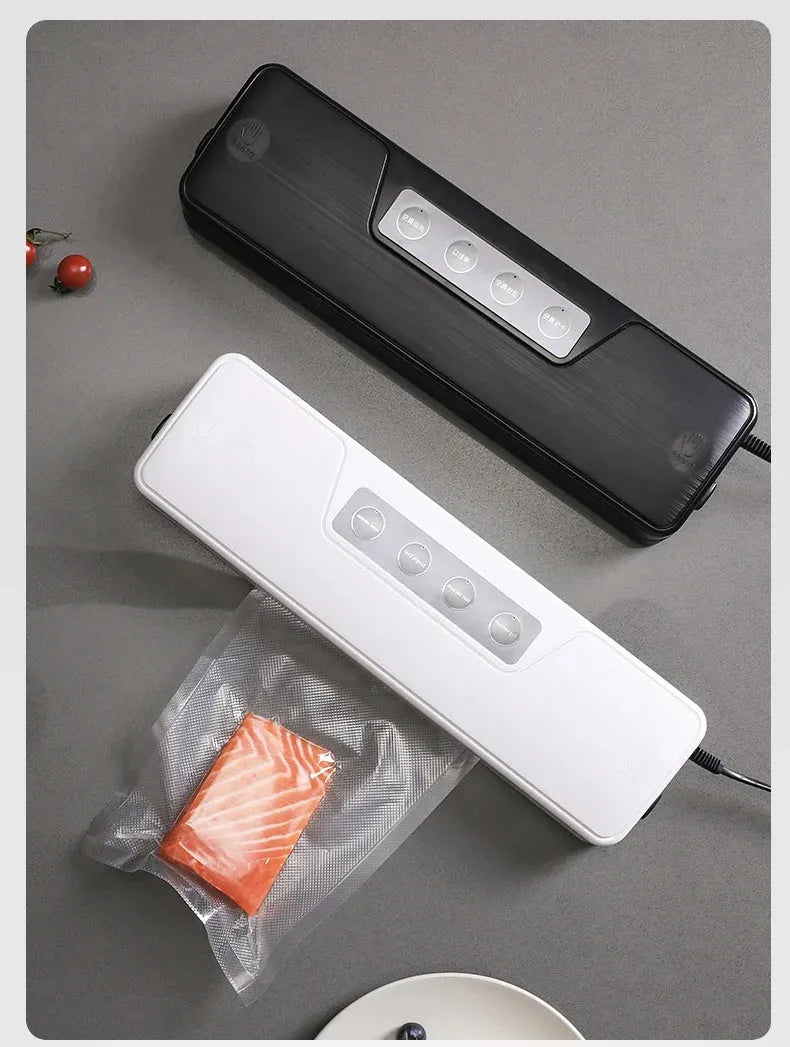 White automatic vacuum sealing machine for household food preservation with compact design