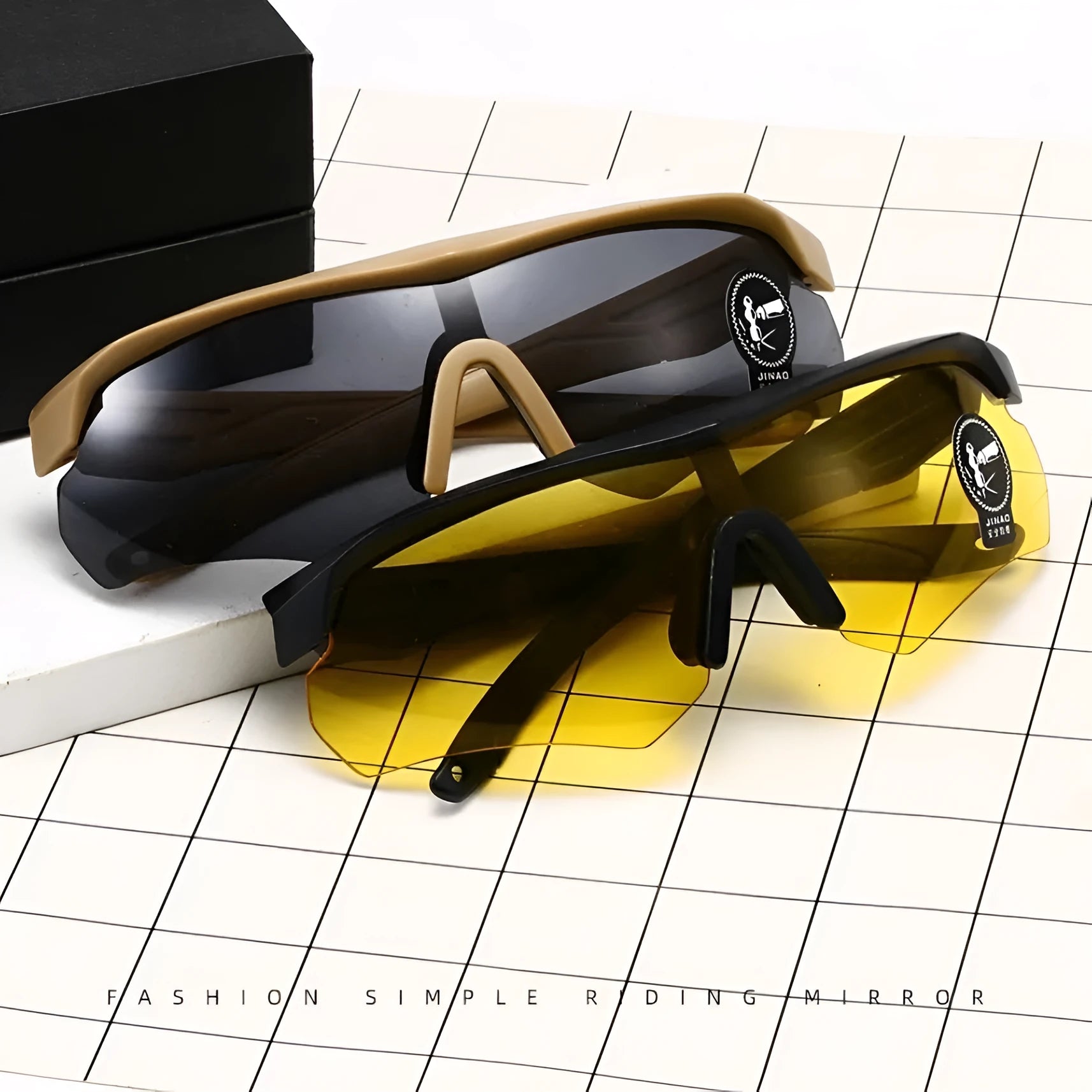 Outdoor cycling sports goggles with semi-rimless PC frame for wind and dust protection