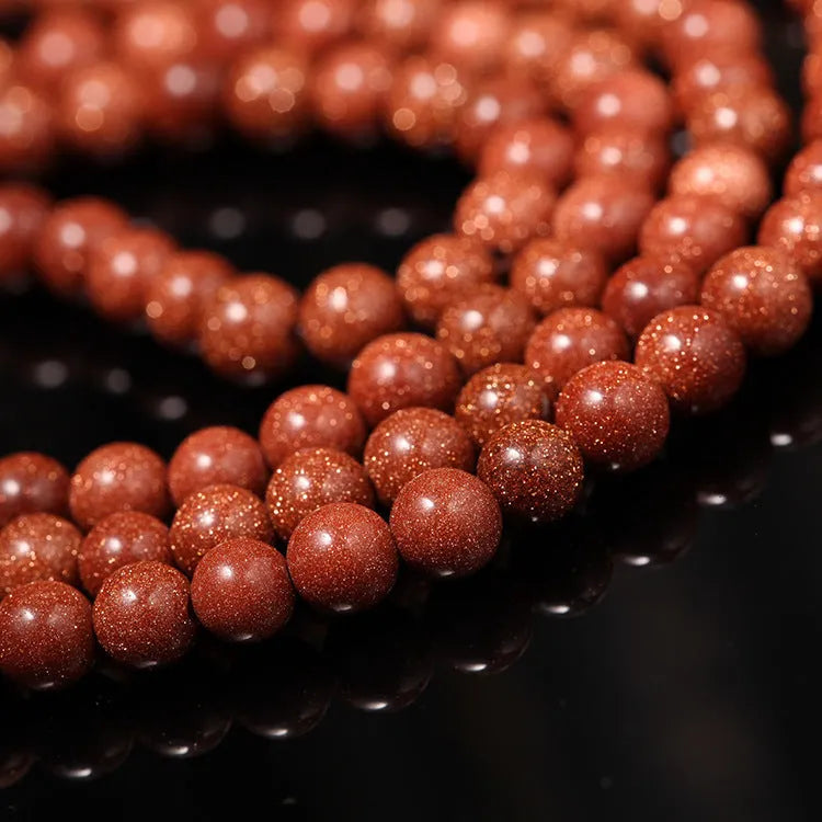 Golden star stone Six Words Mantra bracelet with 108 nugget sand beads and fu character charms