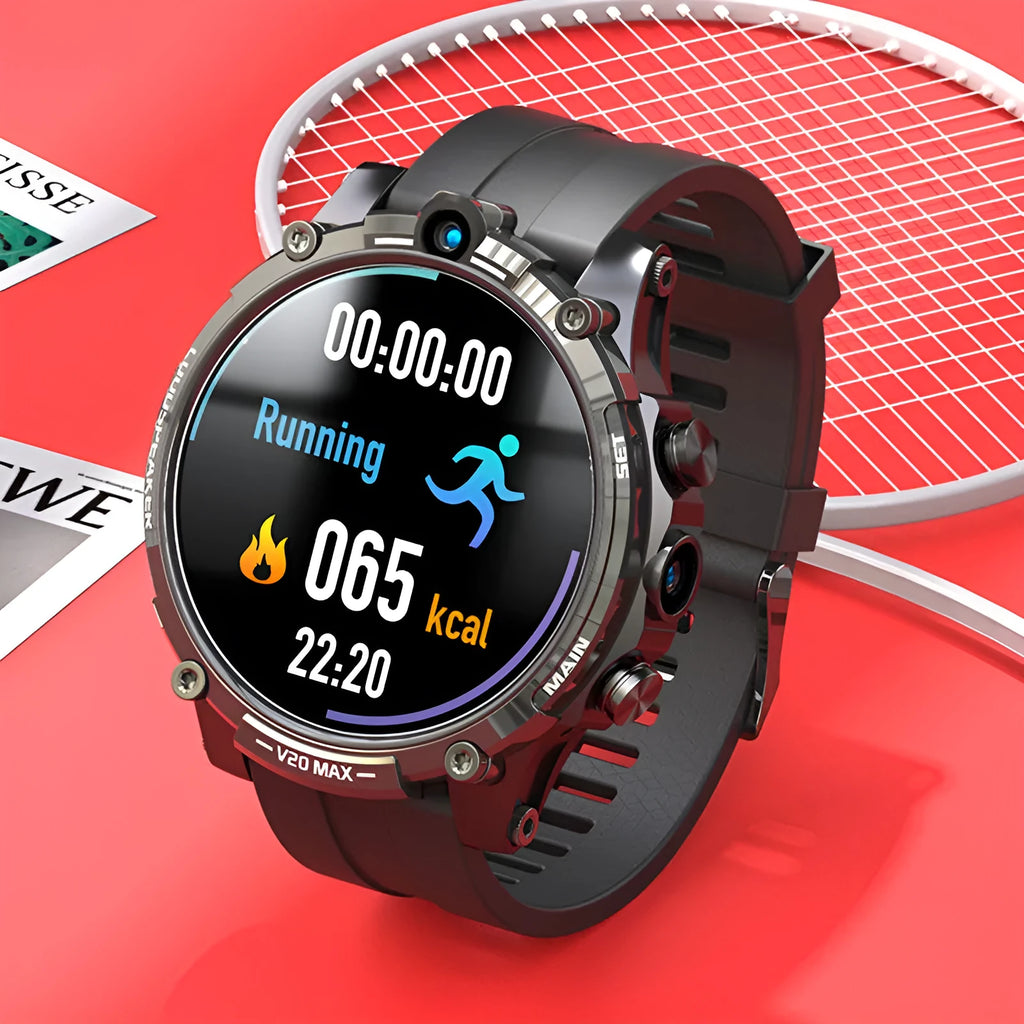 V20 smart watch with 1.6 inch 400x400 screen, dual camera, silicone wristband, 50.5mm case