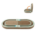 Green folding corrugated paper cat grab board with ball, L660 x W300 x H42mm, Japanese style cat scratcher