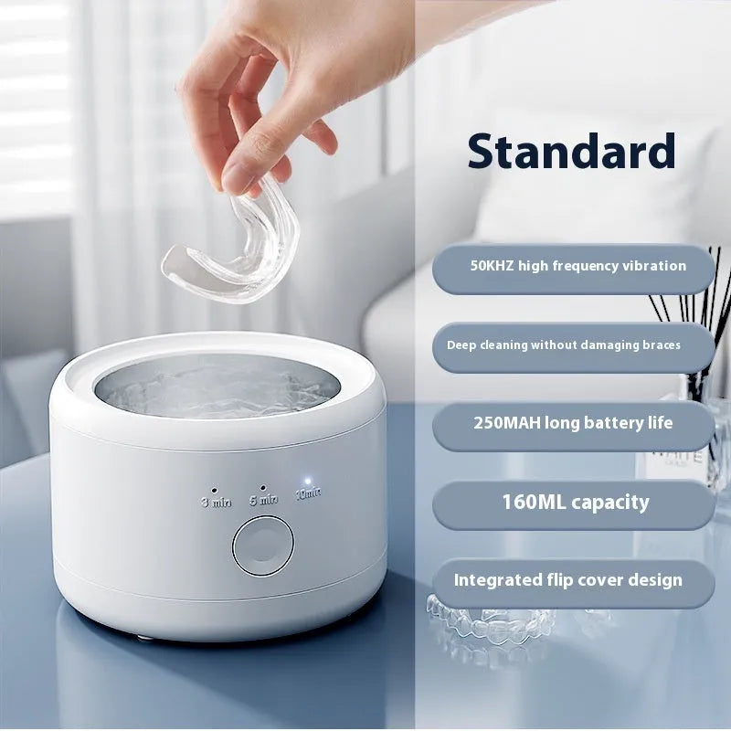 White ultrasonic tooth socket cleaning machine with 300ml tank and mechanical controls