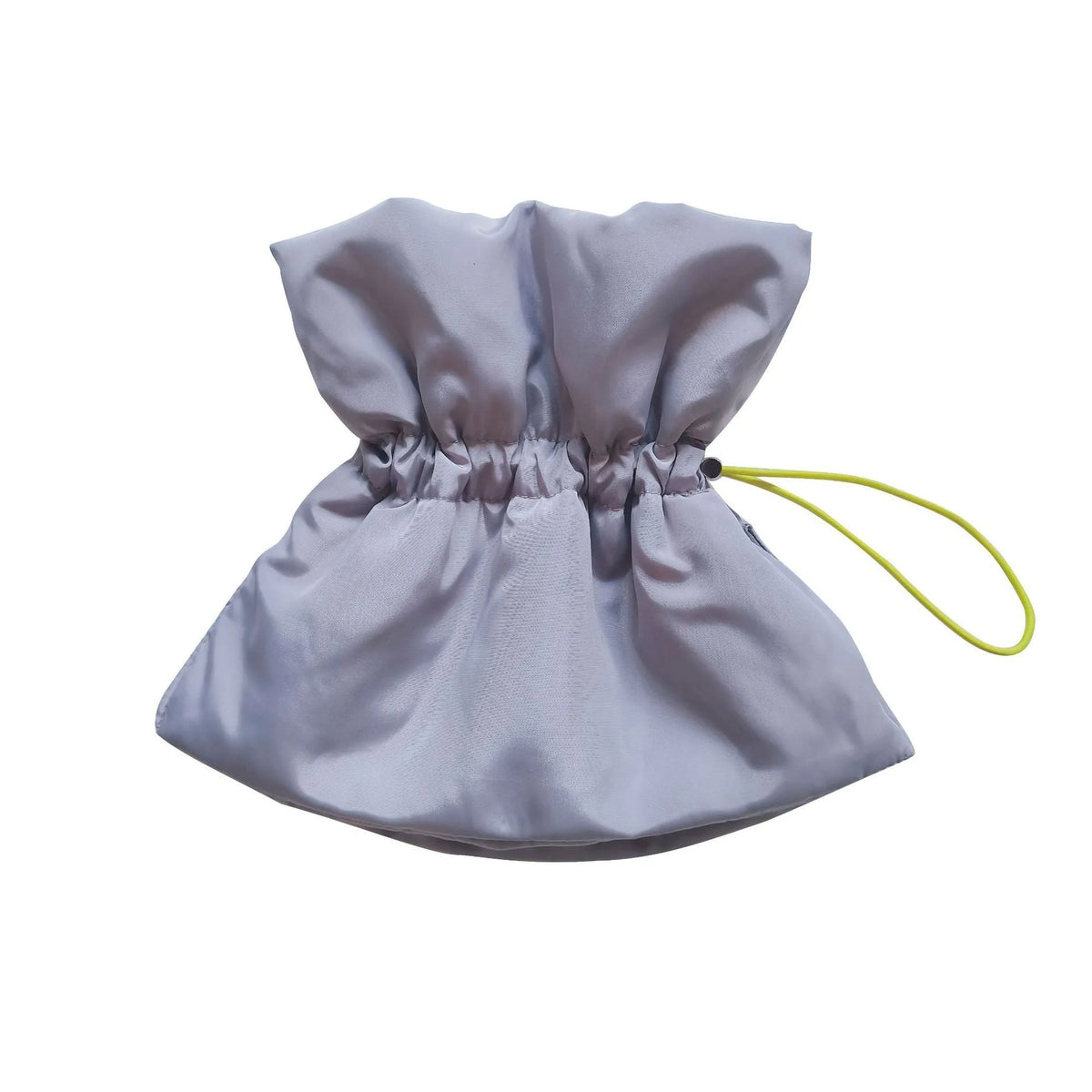Soft adjustable polyester cat recovery collar in light blue shown on a model.