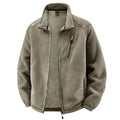 Men's warm padded jacket with polar fleece lining, loose casual cardigan style, available in six colours.