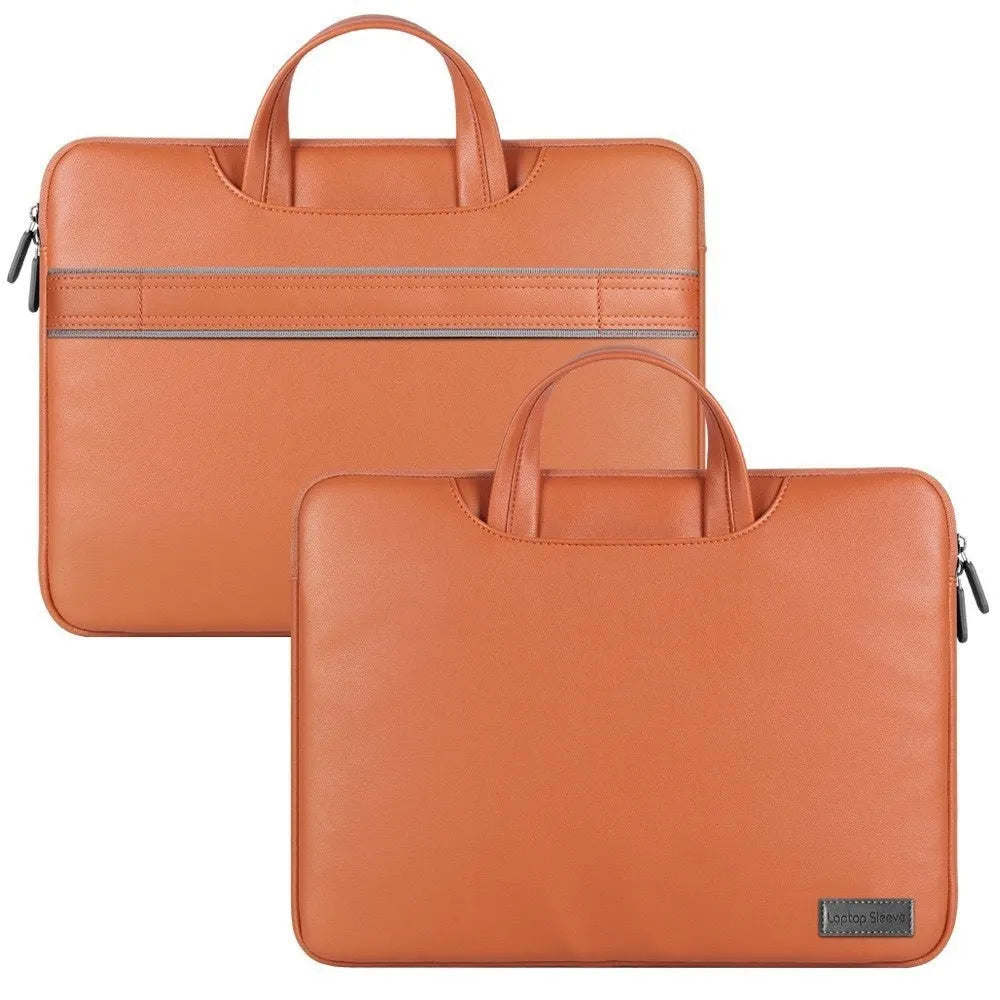 PU leather laptop sleeve bag, 370x280x30mm, with power pack, in black, brown, dark gray or pink