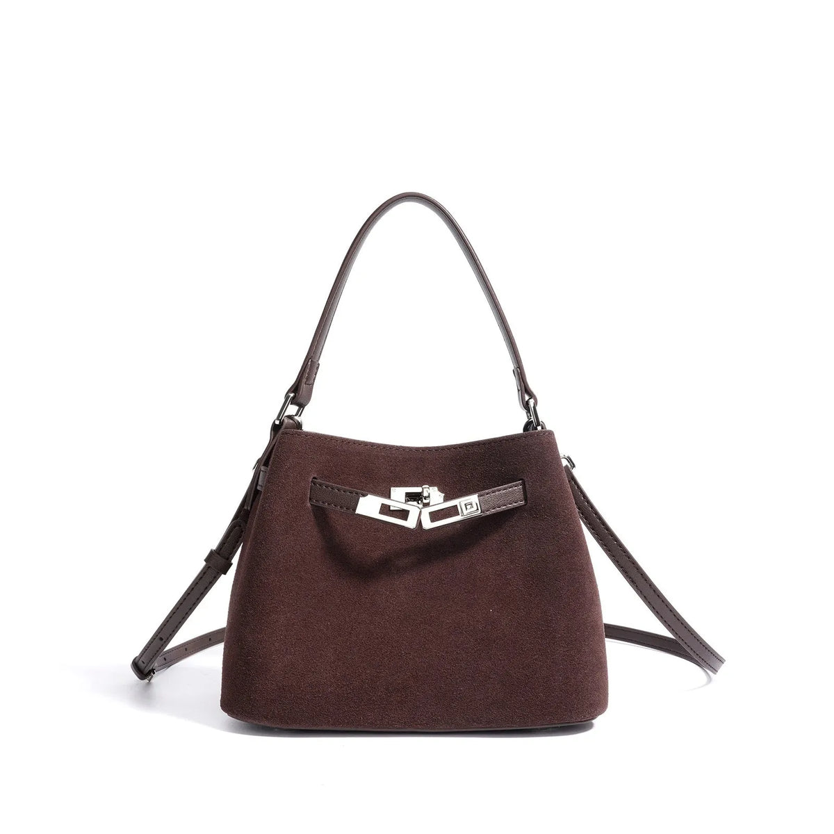 Cortical women's spliced casual crossbody bag in genuine leather with suede finish, vertical square shape