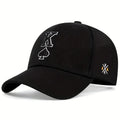 Embroidered Spade K sun hat in black with dome crown and adjustable sizing on a white background