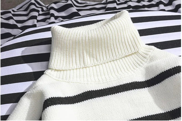 Men's and boys' polyester turtleneck sweater with embroidery, high neck or round neck, white or black, sizes S to XXL