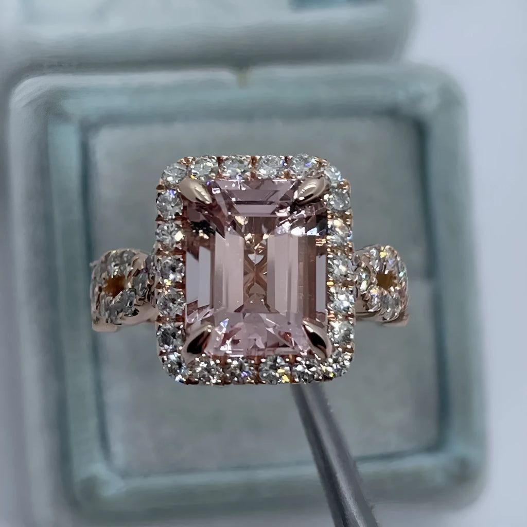 Geometric rose gold alloy ring showing electroplated finish and contemporary design