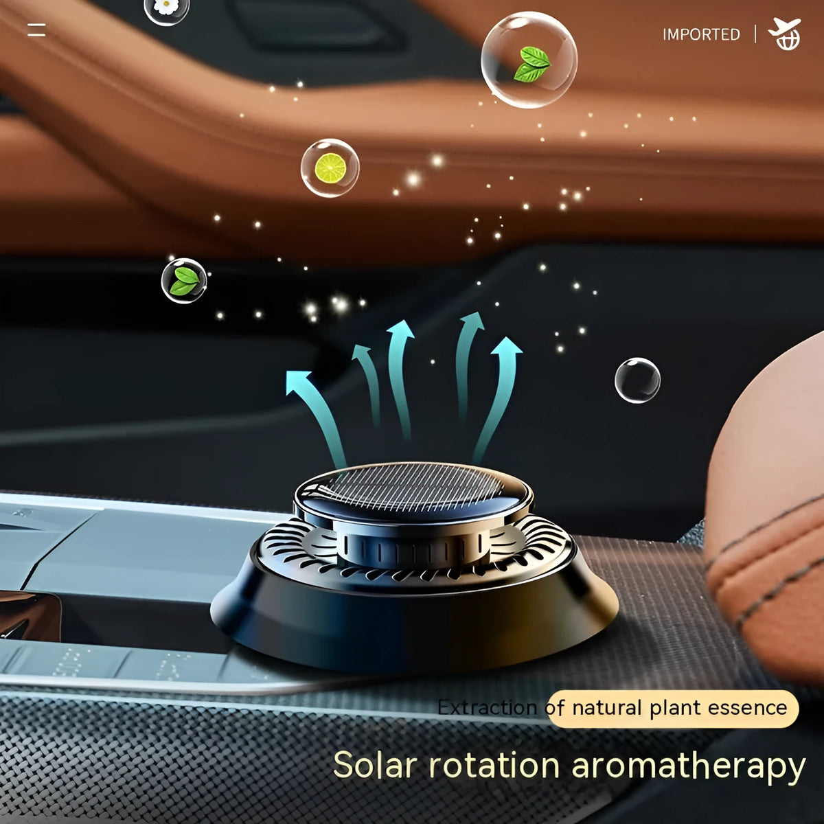 Solar car aromatherapy decoration with electromagnetic de-icing function in black gulong colour