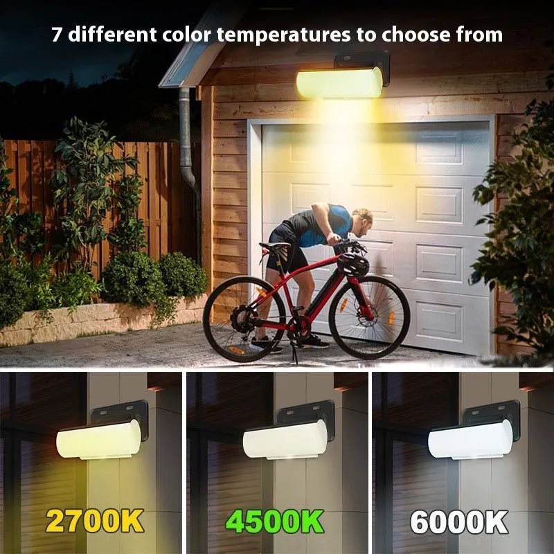 Solar sensor wall lamp 26.5cm x 20cm x 13cm, 6W IP65 tricolour, black or white shell