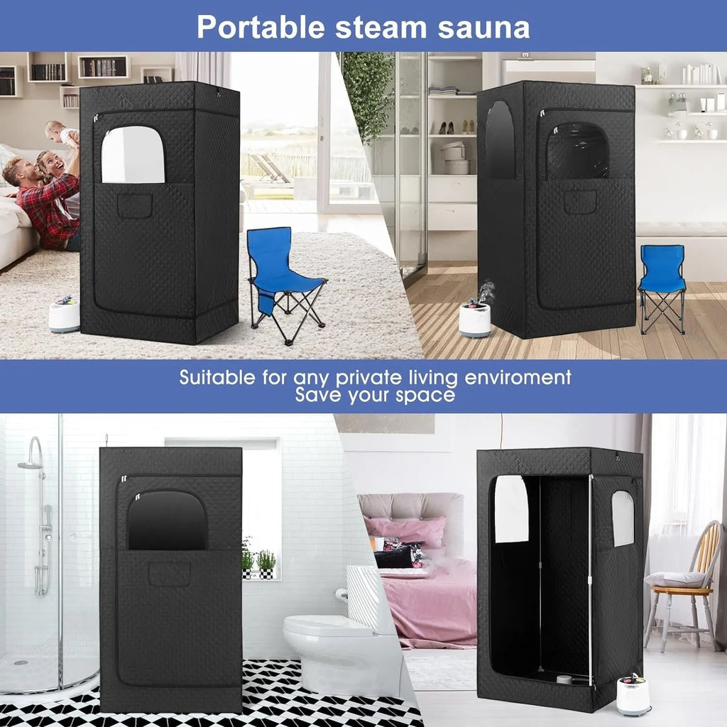 Portable mobile sauna room with stainless steel thickened bracket 180x80x80cm 230V