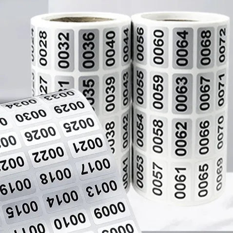 Matte silver digital label serial number sticker, 20x10mm self-adhesive thermal printing label on white base paper