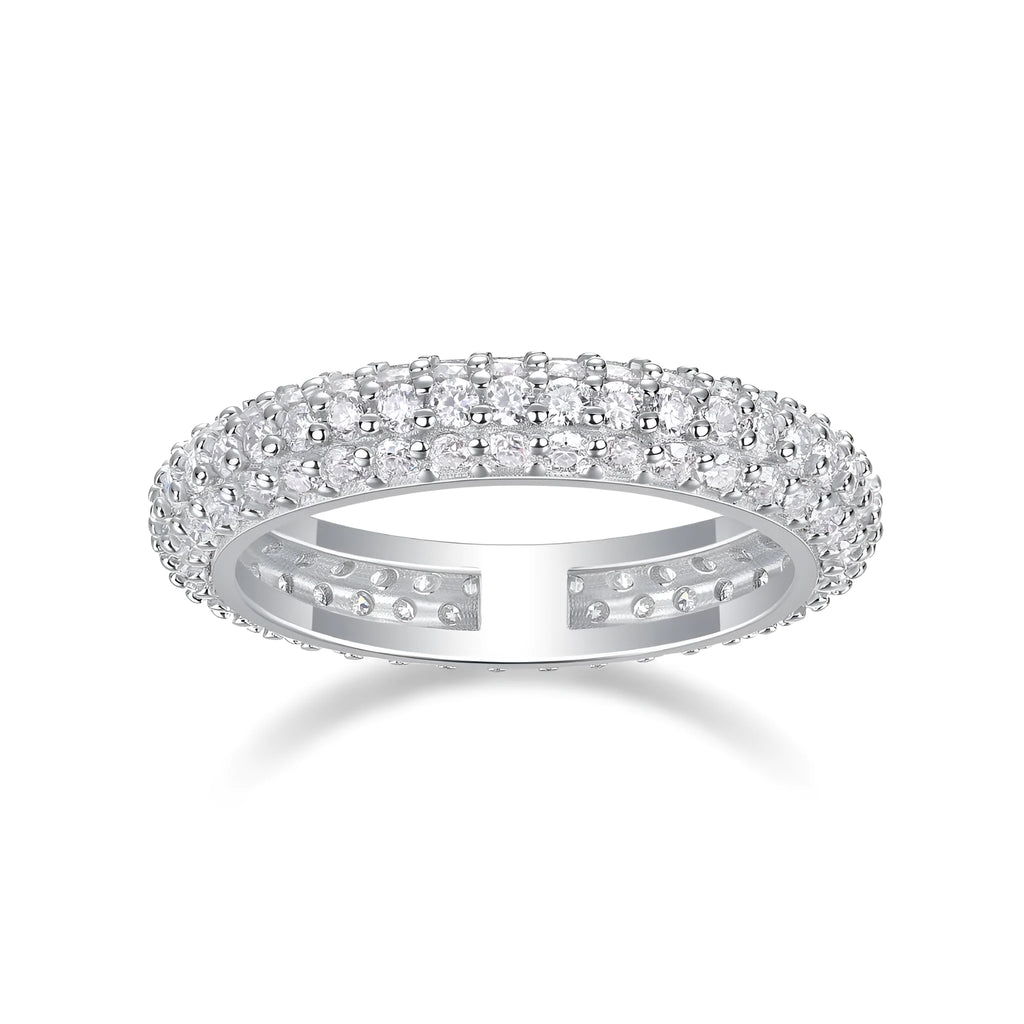 Twilight Beach moissanite wedding ring set in S925 silver with platinum plating, sizes 5-9, gift box and GRA certificate