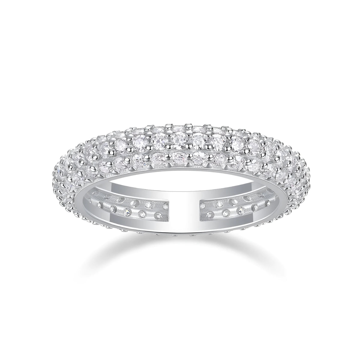 Twilight Beach moissanite wedding ring set in S925 silver with platinum plating, sizes 5-9, gift box and GRA certificate