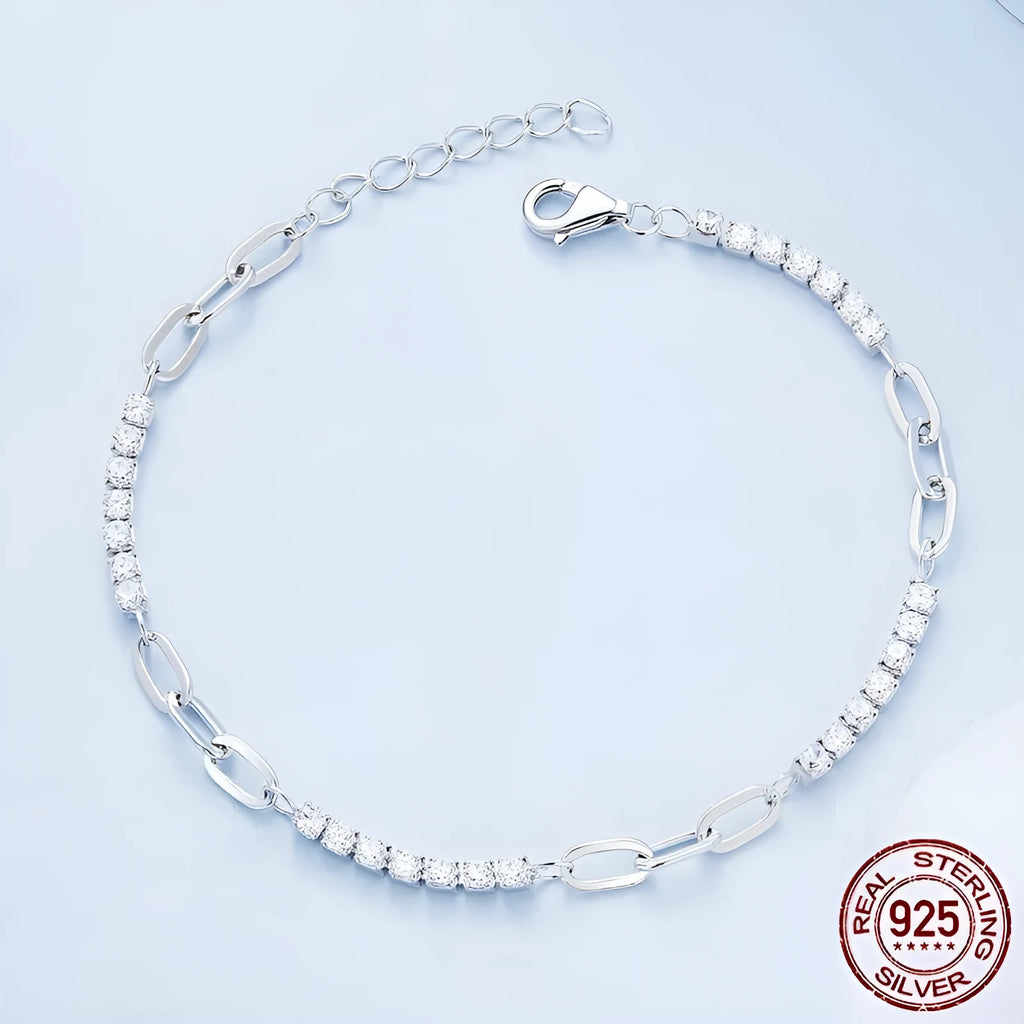 Sterling silver S925 bracelet with shining stitching detail, electroplated finish, colour BSB102, for women